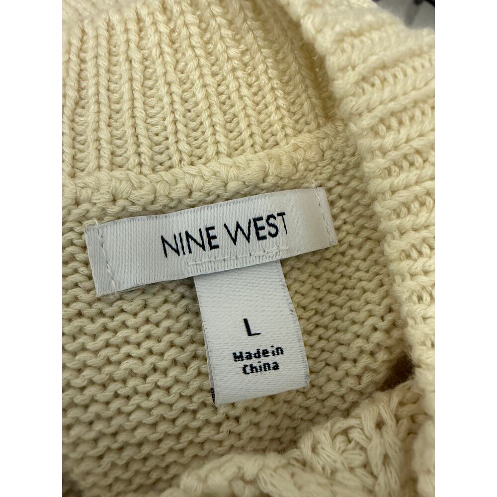 🤍 Nine West L Cream Chunky Knit Sleeveless Sweater Vest Minimalist Womens Prep - Picture 2 of 4